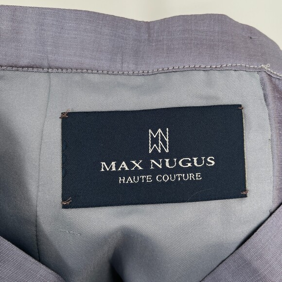 MAX NUGUS High Waist Pleated Wide Leg 100% Silk Metallic Purple Pants Size M - Picture 5 of 7